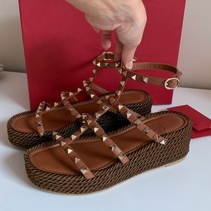 Valentino rockstud platform espadrille sandals Sz 39
